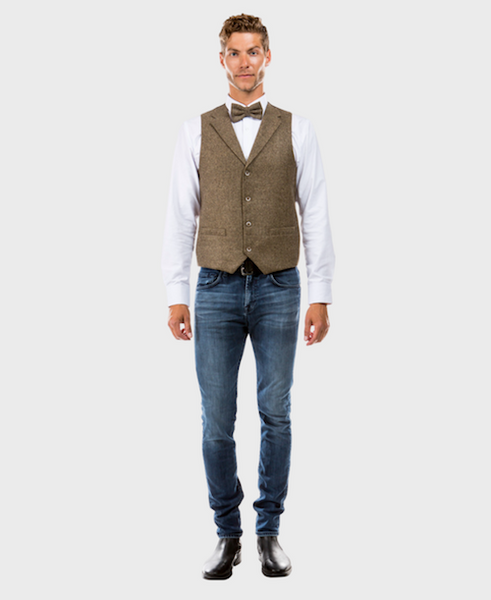 Tan Tweed Collared Vest
