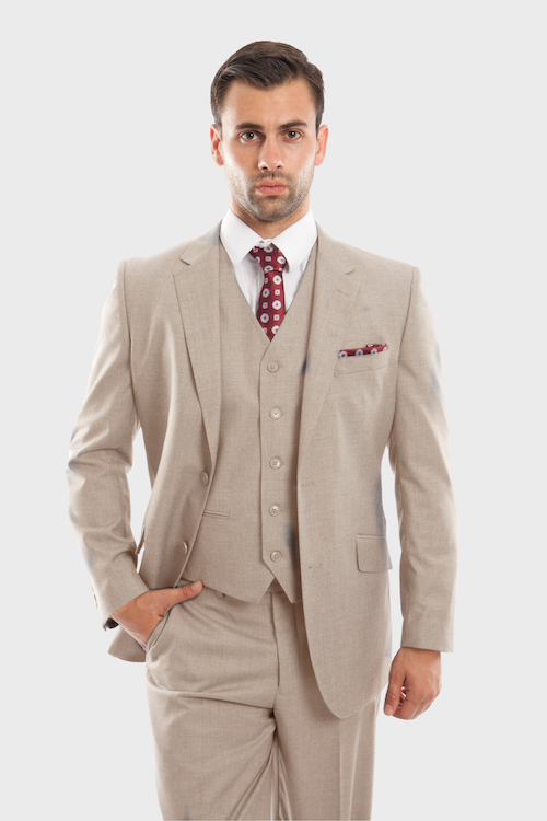 Tan Wool Modern Fit 3 Piece Suit