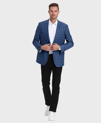 Teal Slim Fit Plaid Sports Coat