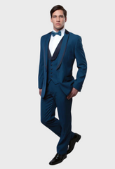 Blue 3 Piece Vested Shawl Lapel Tuxedo