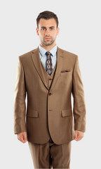 Toast Sharkskin Modern Fit 3-Piece Suit