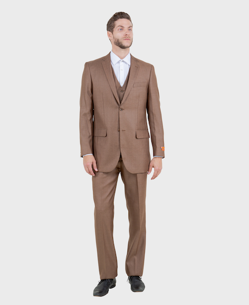 Toast Sharkskin Modern Fit 3-Piece Suit