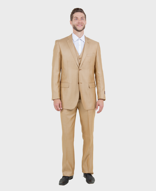 Wheat Sharkskin Modern Fit 3-Piece Suit