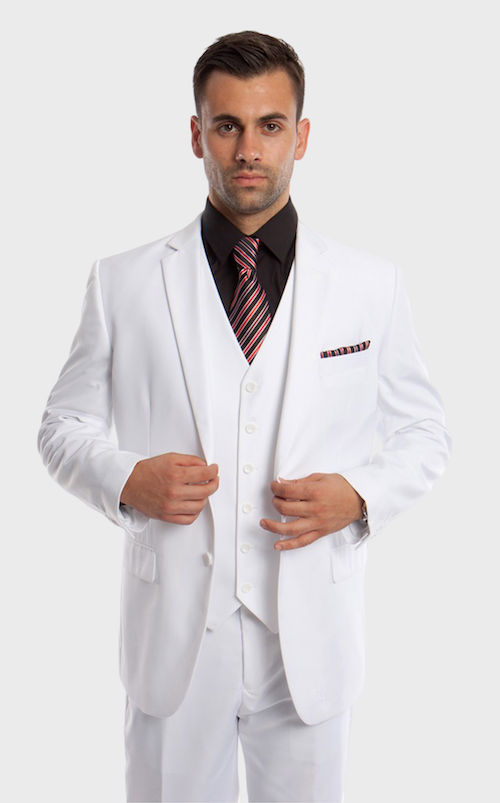 White Modern Fit 3-Piece Suit