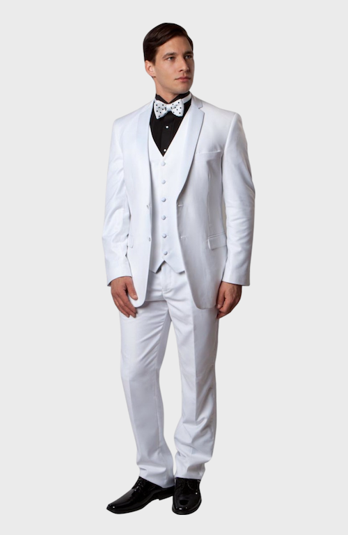 White 3 Piece Vested Slim Fit Tuxedo