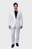 White 1 Button Peak Lapel Tuxedo