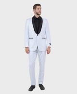 Men's White 1 Button Black Shawl Lapel Slim Fit Tuxedo
