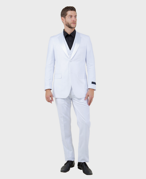White 3 Piece Vested Slim Fit Tuxedo