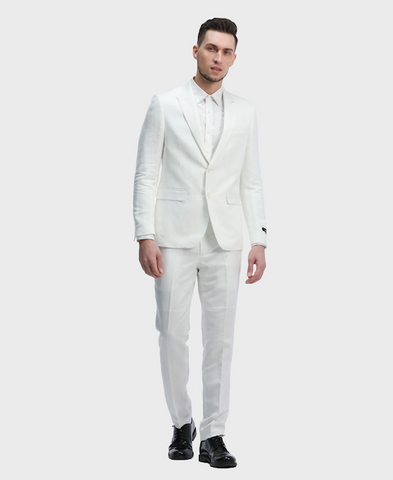 White Skinny Fit 2 Button Suit