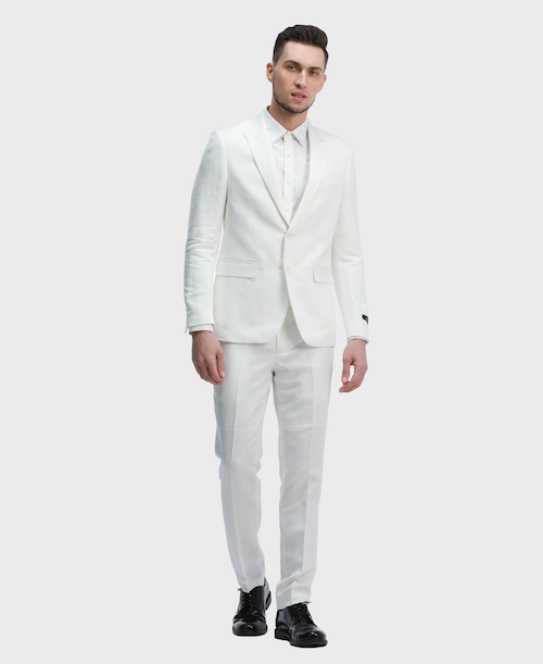 white wedding suit