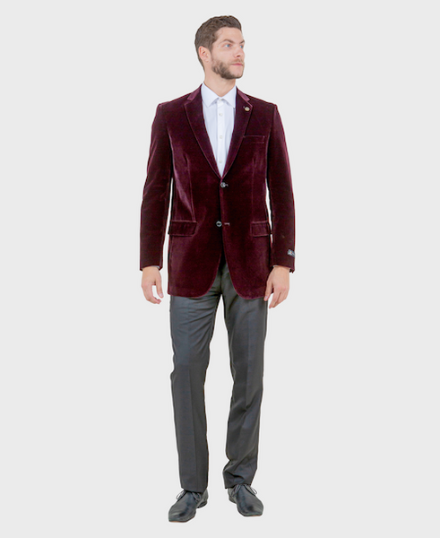 Wine Velvet 2 Button Blazer