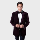 Wine Velvet 2 Button Blazer