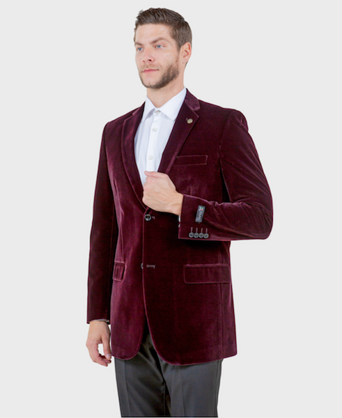 Wine Velvet 2 Button Blazer