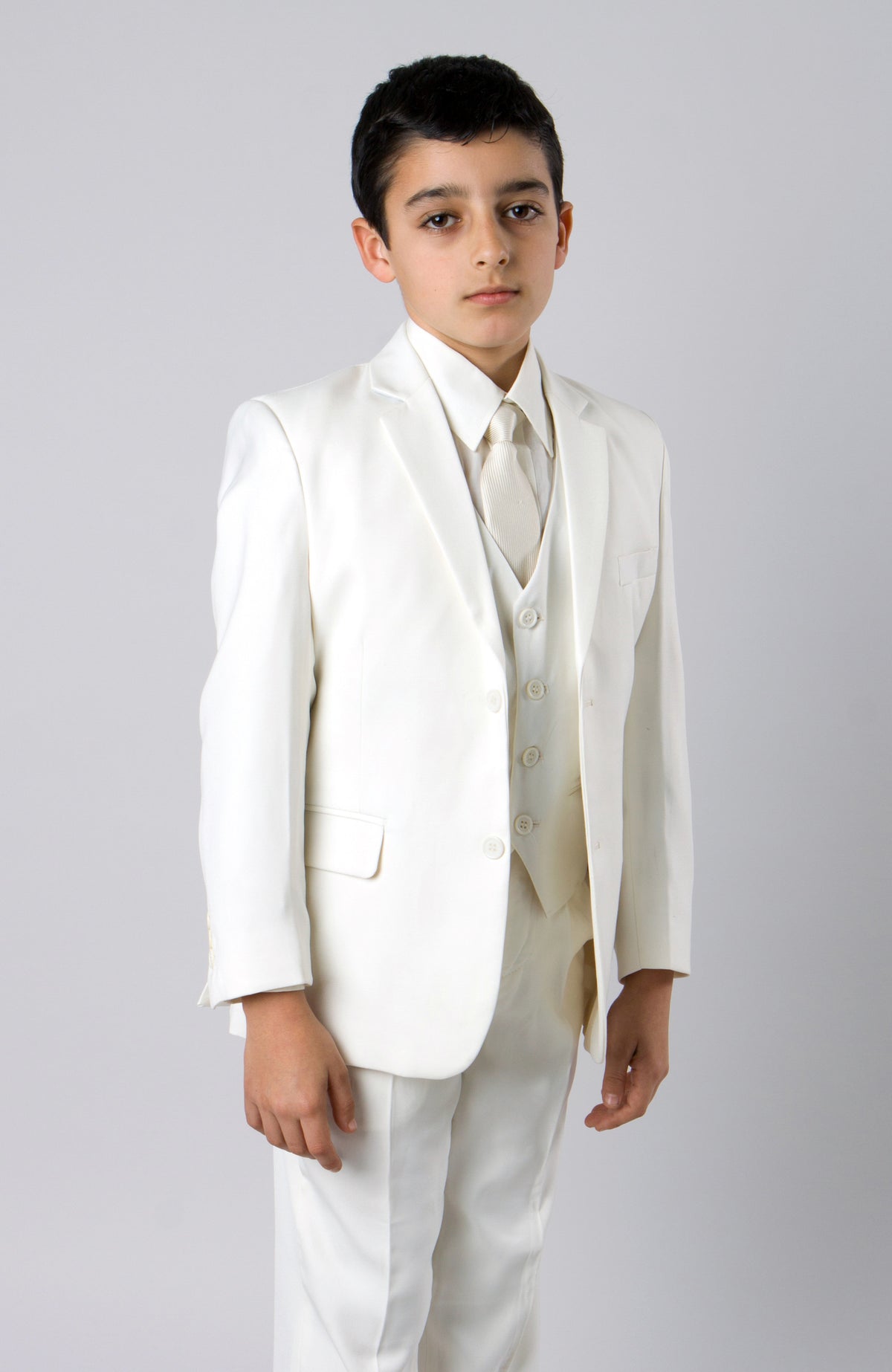 5 Piece Off White Boys 2 Button Suit