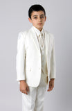 5 Piece Off White Boys 2 Button Suit