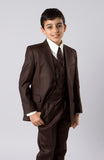 5 Piece Brown Boys 2 Button Suit