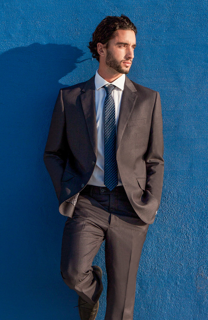 Men's Black Wool Twill Modern Fit Suit- All Black Prom Suit – Flex Suits
