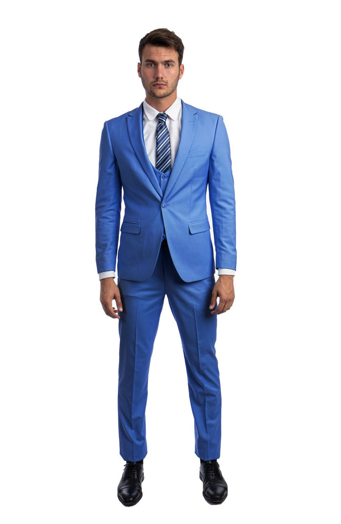 Men's Blue 3 Piece Slim Fit Suit – Flex Suits