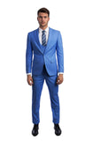 Blue 3 Piece Peak Lapel Suit