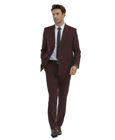 Burgundy Pinstripe Double Breasted Suit