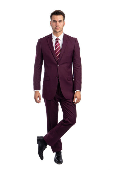 Burgundy 2 Button Twill Modern Fit Suit