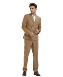 Camel Pinstripe Double Breasted Suit