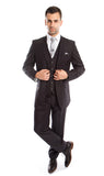 Charcoal 3 Piece Slim Fit Vested Suit