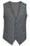 Tweed Grey Slim Fit Shawl Collar Suit Vest