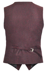 Tweed Burgundy Slim Fit Shawl Collar Suit Vest