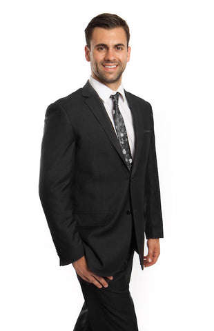 Dark Grey Pinstripe Suit 100% Wool