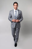Light Grey Windowpane Check Slim Fit Suit