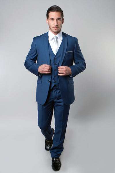 Indigo Blue 3 Piece Slim Fit Vested Suit
