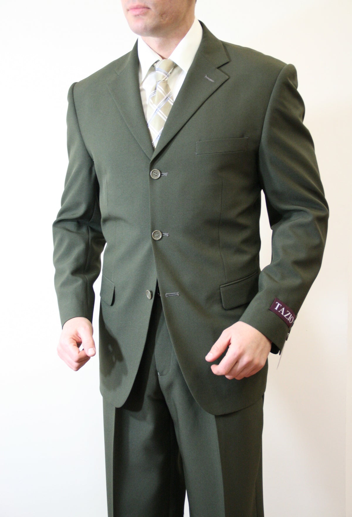 Olive Formal 3 Button Modern Fit Suit 48L Olive