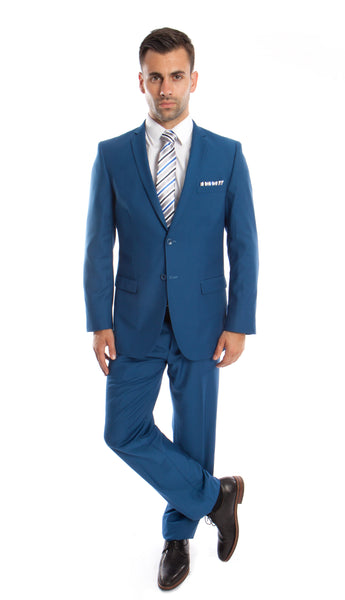 Two Button French Blue Slim Fit Suit