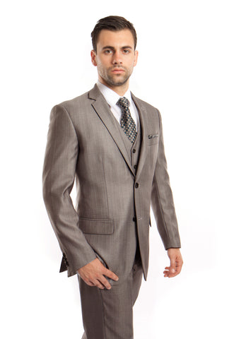 Grey Sharkskin Modern Fit 3-Piece Suit