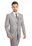 Light Grey Sharkskin Modern Fit 3-Piece Suit