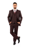 Burgundy Sharkskin Modern Fit 3-Piece Suit