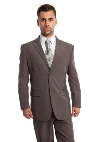 Grey 2 Piece Striped Modern Fit Suit