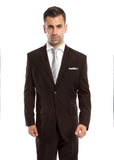 Brown 2 Piece Striped Modern Fit Suit