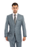 Smoke Blue Slim Fit Sharkskin Suit