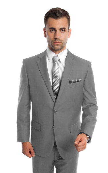 Light Grey 2 Button Twill Modern Fit Suit