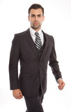 Grey Two Button Tone on Tone Stripe Vested Suit