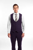 Purple 3 Piece Peak Lapel Suit