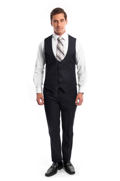 Men's Navy 3 Piece Slim Fit Suit – Flex Suits