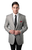 Grey Houndstooth Pattern Modern Fit Sportscoat