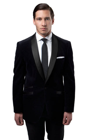 Buy Men Navy Textured Skinny Fit Formal Blazer Online - 676229
