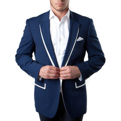 Men's Sport Coat - Suit Separate - Classic Cut - Blue/White Pincord - –