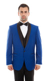 Blue Shawl Lapel 3 Piece Vested Slim Fit Tuxedo