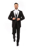 Black with White Lapel 3 Piece Vested Slim Fit Tuxedo