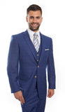 Blue Wool Windowpane Vested Suit